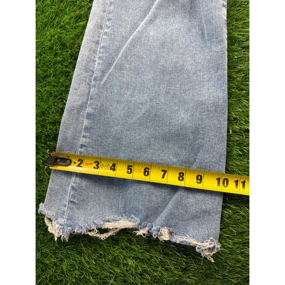 AE Next Level Ripped Super High-Waist Flare Jeans Women's 12 Blue Denim Stretch - Picture 13 of 16